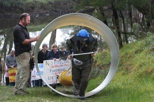 Through the pipe